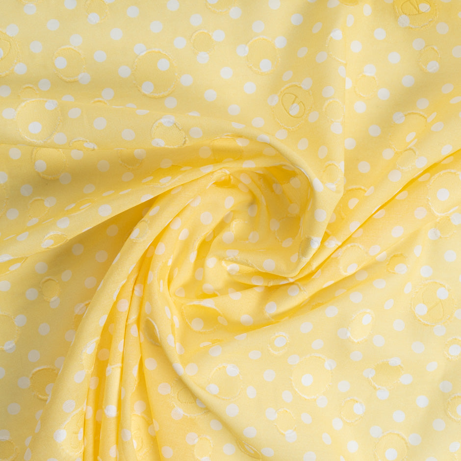 White Spotted Canary Yellow Cotton Voile Jacquard (A 2.15m Piece)
