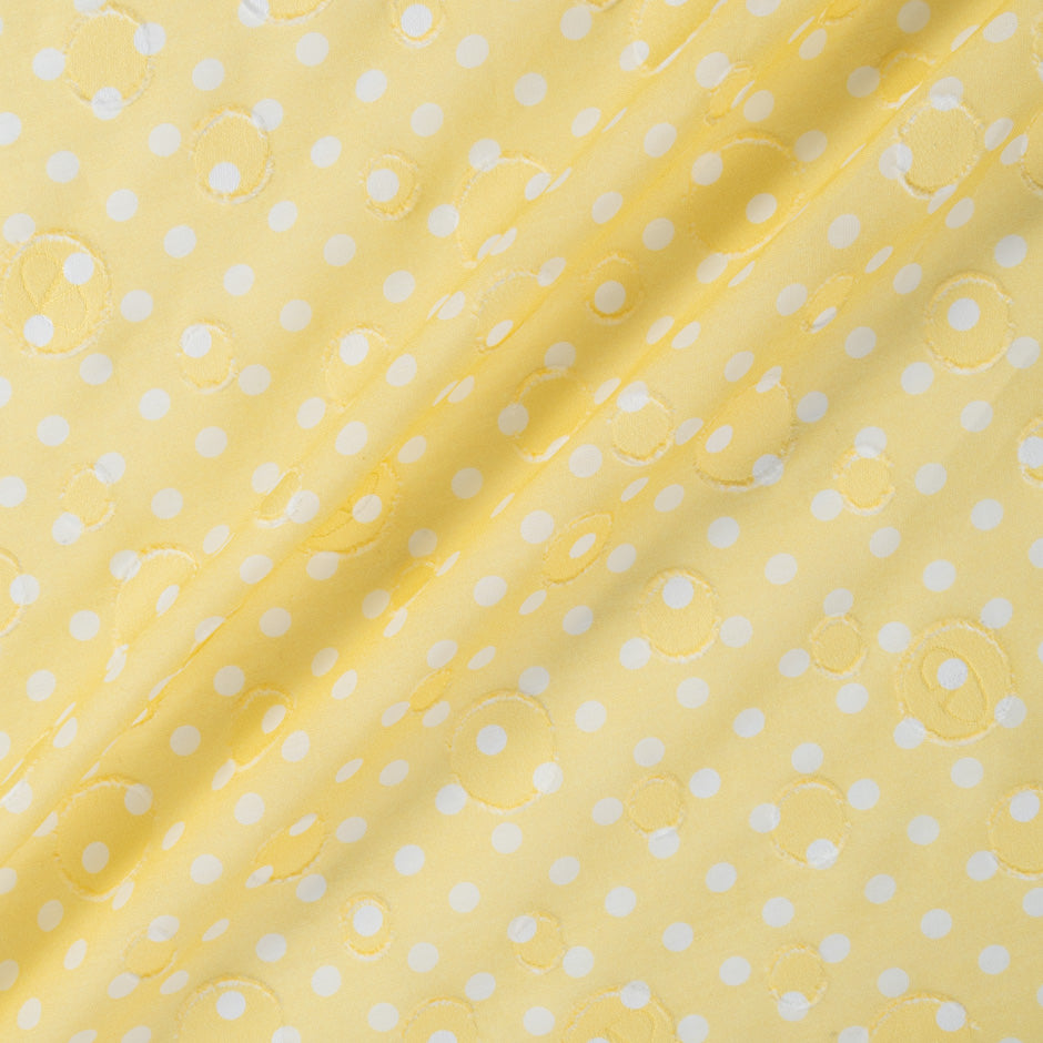 White Spotted Canary Yellow Cotton Voile Jacquard (A 2.15m Piece)
