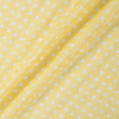 White Spotted Canary Yellow Cotton Voile Jacquard