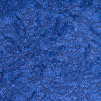 Blue Lace Printed Periwinkle Blue Silk & Cotton Blend Cloqué