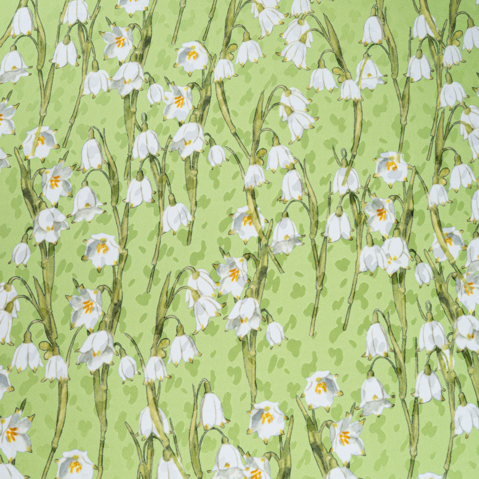 White Snow Drop Green Silk Jacquard