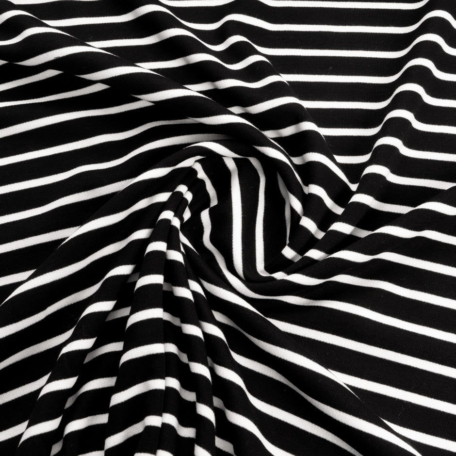 White Striped Black Microfibre Jersey