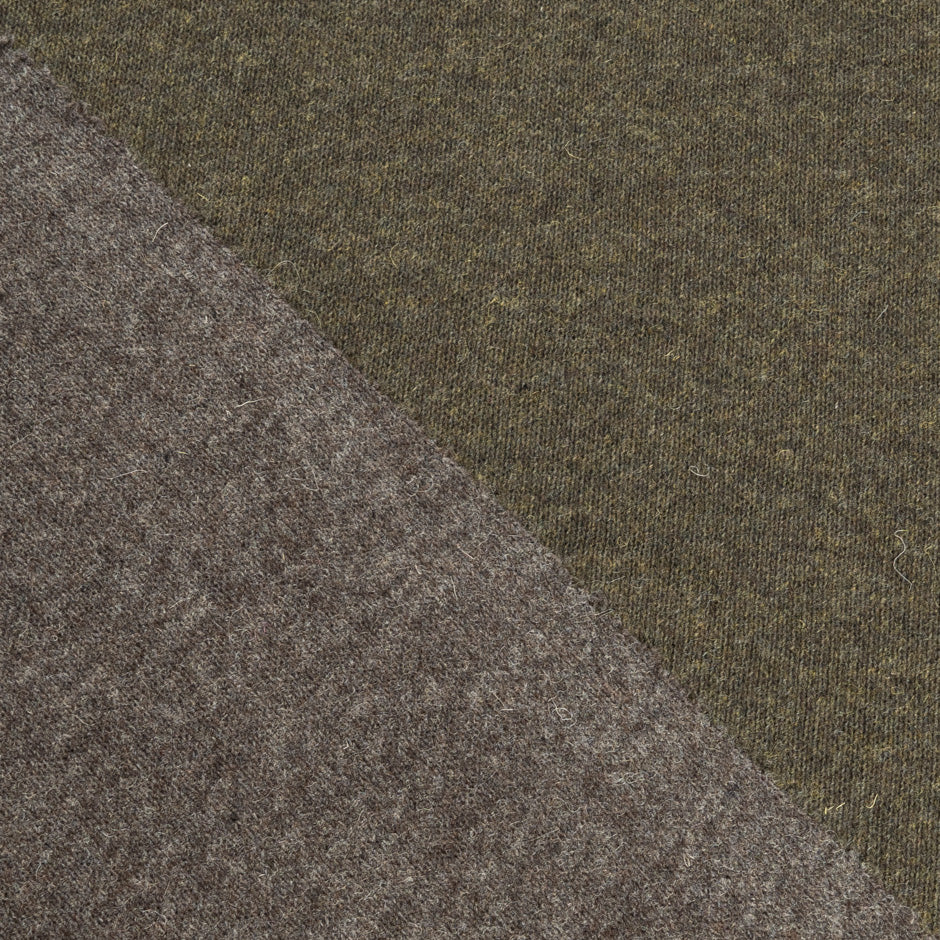 Stone Brown & Khaki Double Faced Wool Jersey