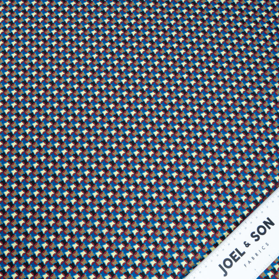 Brown, Blue, Black Geo Printed Luxury Cotton (A 2.20m Piece)