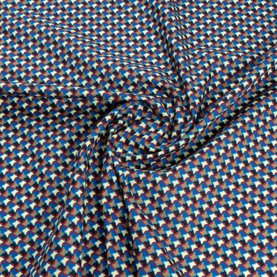 Brown, Blue, Black Geo Printed Luxury Cotton (A 2.20m Piece)