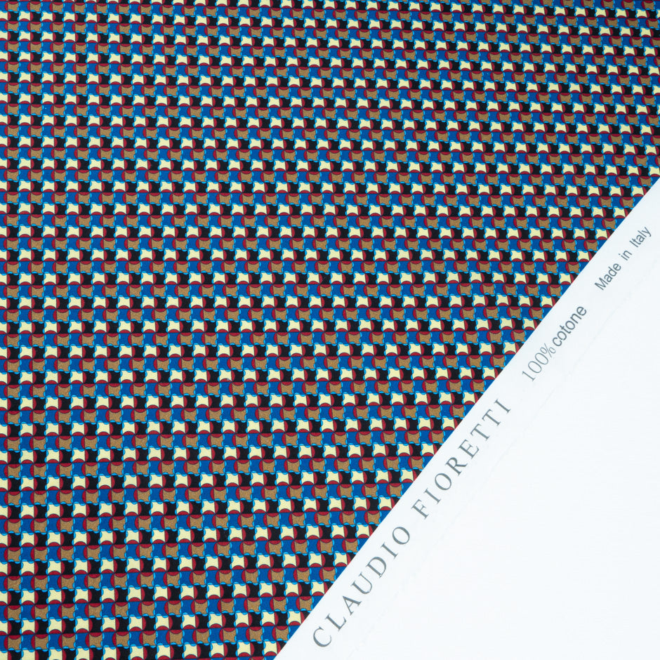 Brown, Blue, Black Geo Printed Luxury Cotton (A 2.20m Piece)