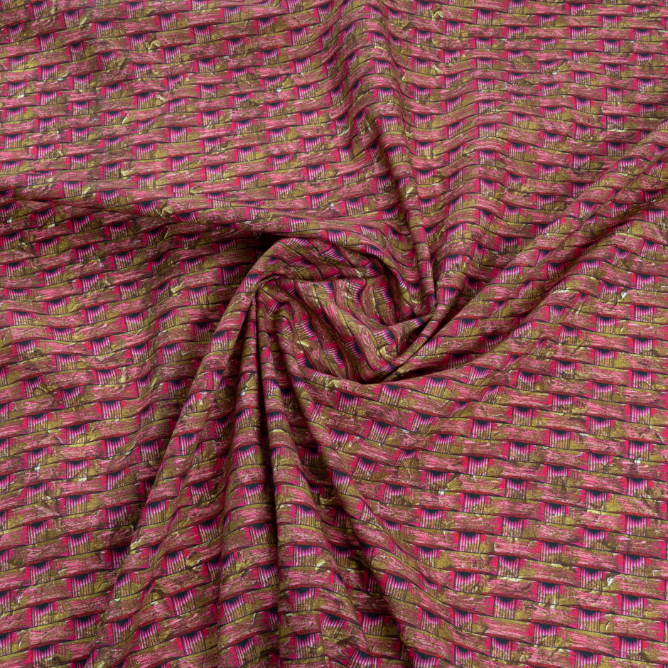 Pink & Khaki 'Woven' Tana Poplin Shirting Cotton