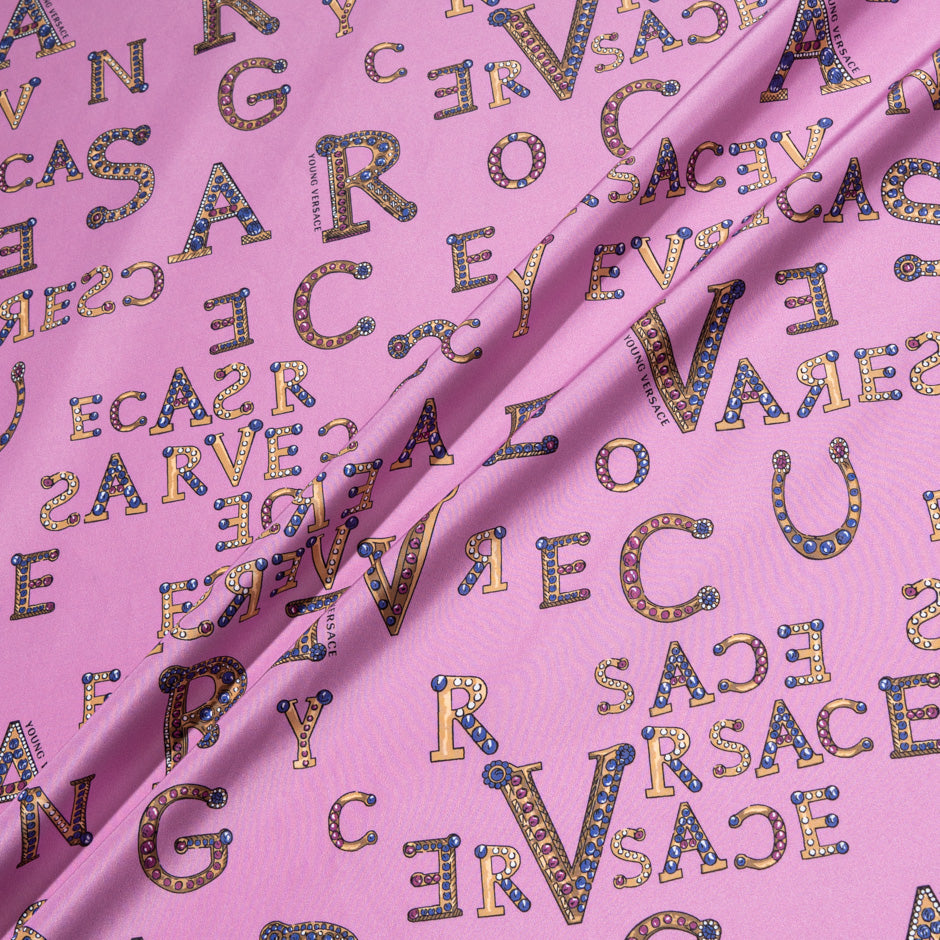 'Versace' Printed Bubble Gum Pink Microfibre