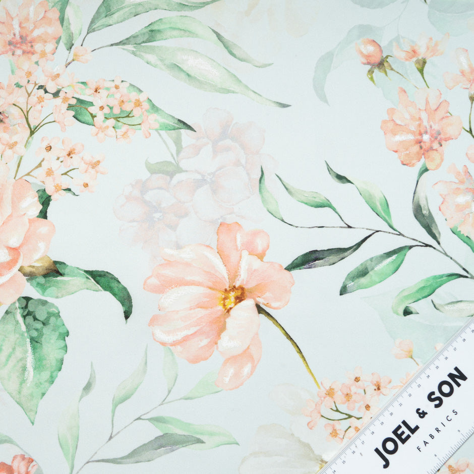 Floral Vision Printed Mint Green Double Organza