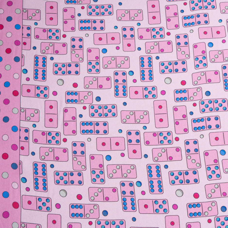 Candy Pink Domino Printed Pure Silk Twill (A 2.60m Piece)