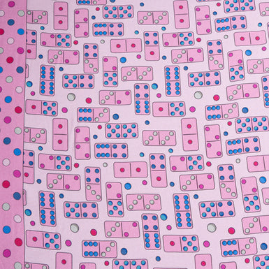 Candy Pink Domino Printed Pure Silk Twill