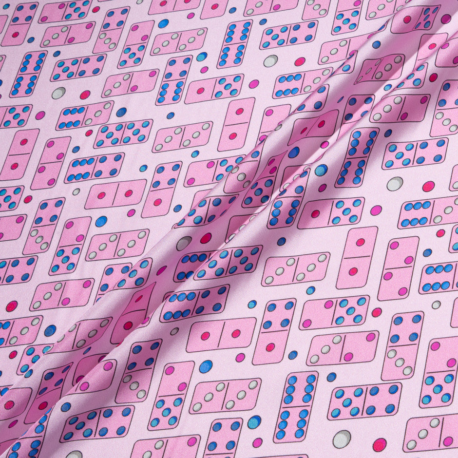 Candy Pink Domino Printed Pure Silk Twill (A 2.60m Piece)
