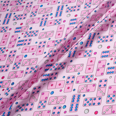 Candy Pink Domino Printed Pure Silk Twill