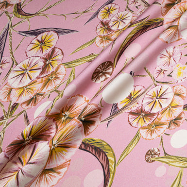 Floral Printed Dusty Pink Double Silk Satin