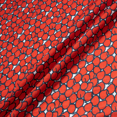 Red Abstract Apple Printed Linen