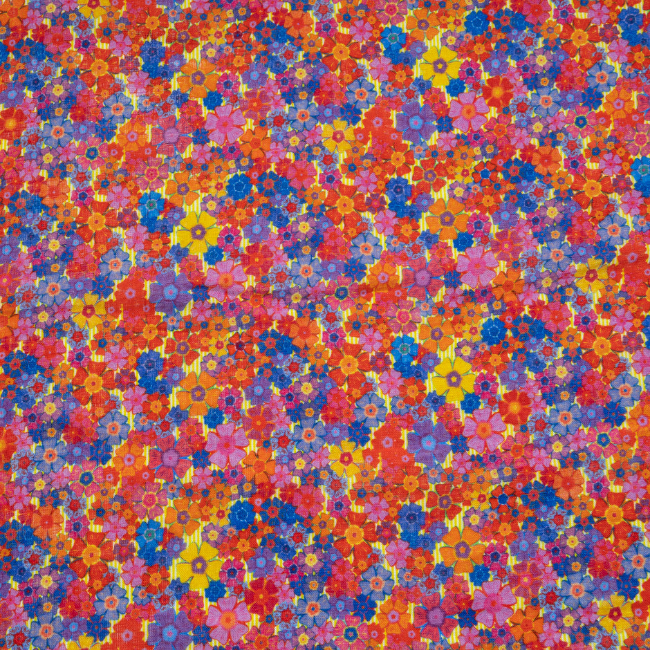 Multi-Coloured Floral Printed Linen (A 3.40m Piece)