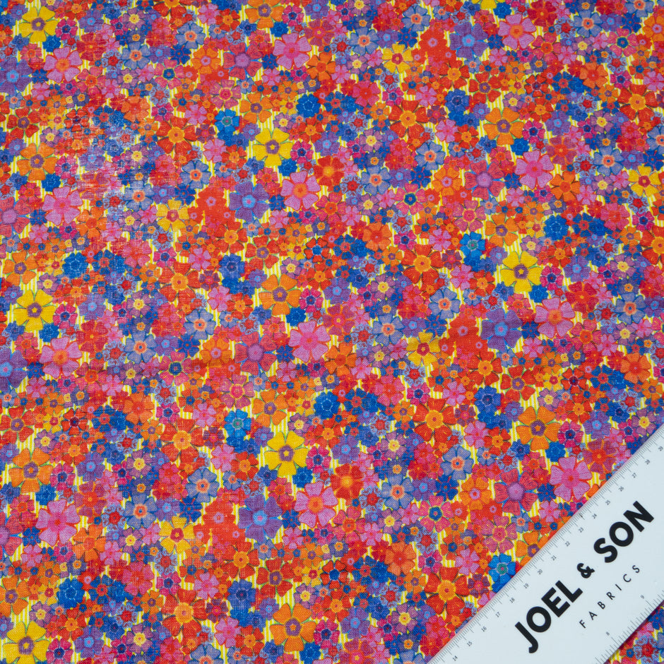 Multi-Coloured Floral Printed Linen (A 3.40m Piece)