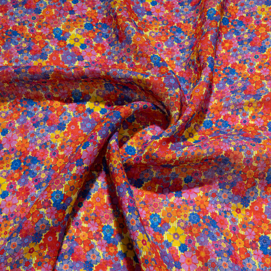 Multi-Coloured Floral Printed Linen (A 3.40m Piece)
