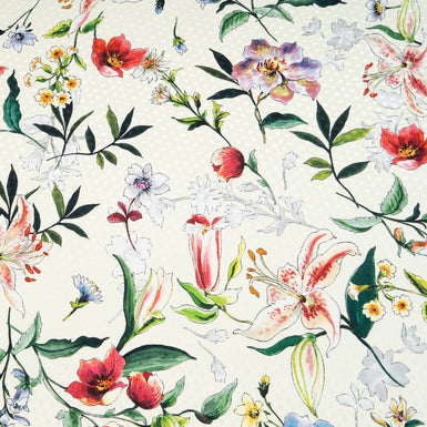 Wild Floral Printed Vanilla Silk Jacquard