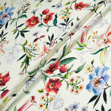 Wild Floral Printed Vanilla Silk Jacquard