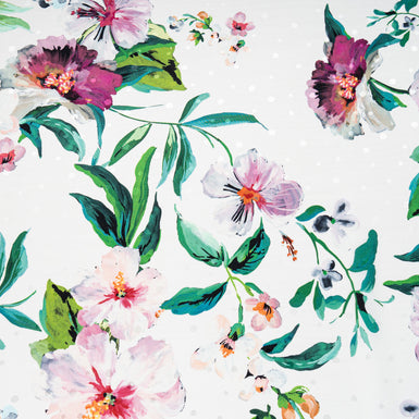 Elegant Floral Printed Off-White Silk Jacquard (A 3.70m Piece)
