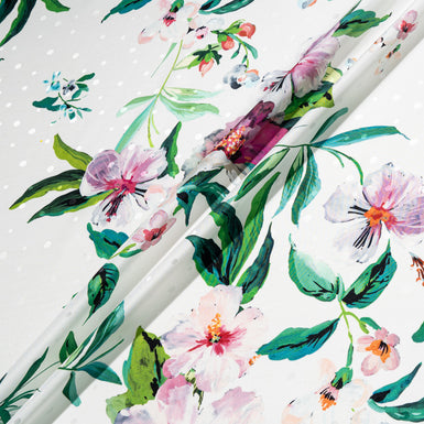 Elegant Floral Printed Off-White Silk Jacquard (A 3.70m Piece)
