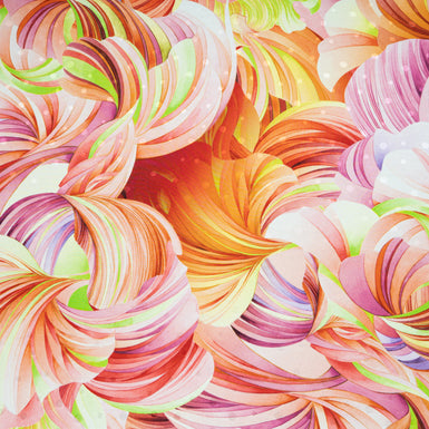 Orange & Pink Abstract Printed Silk Jacquard