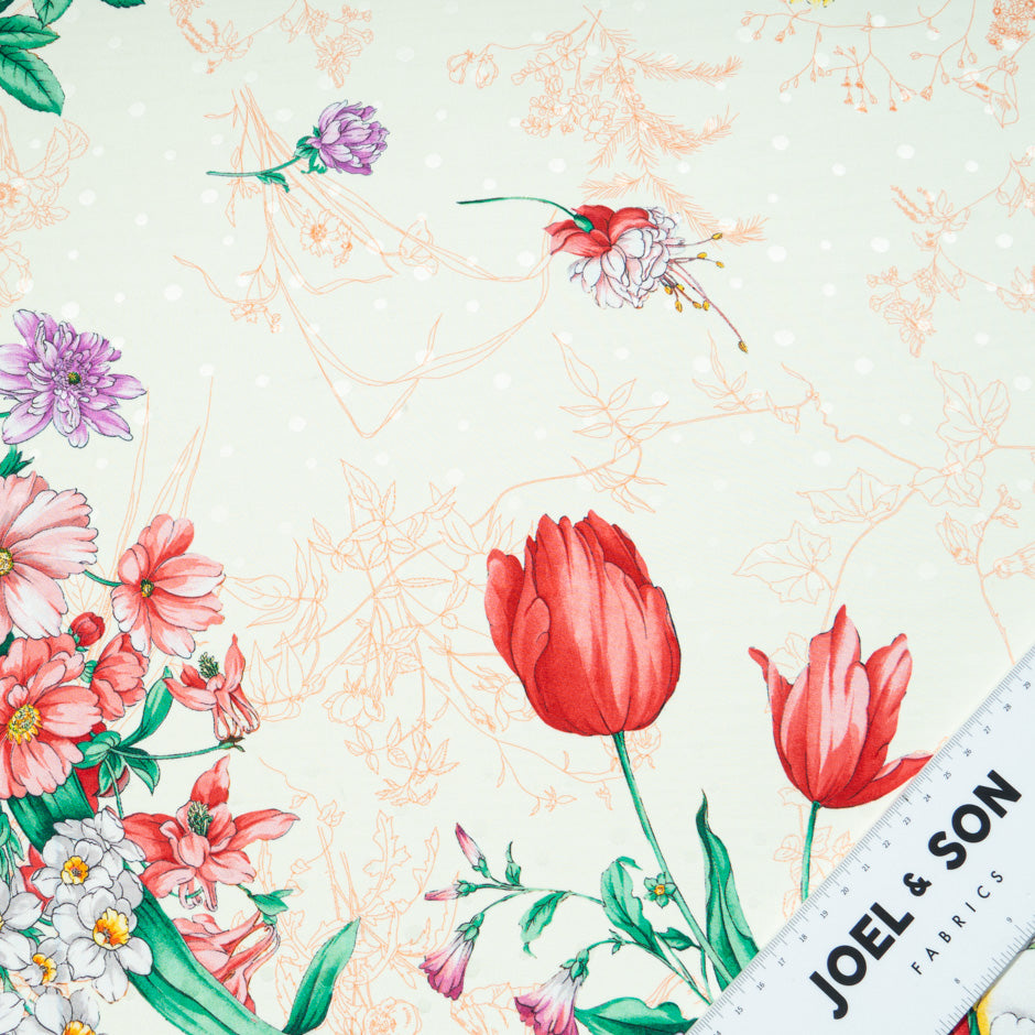 Pretty Wild Floral Printed Cream Silk Jacquard (A 1.95m Piece)