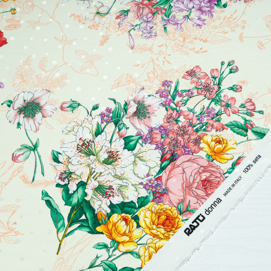 Pretty Wild Floral Printed Cream Silk Jacquard (A 1.95m Piece)