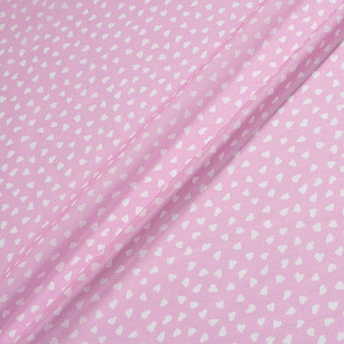 White Heart Printed Candy Pink Pure Silk Georgette