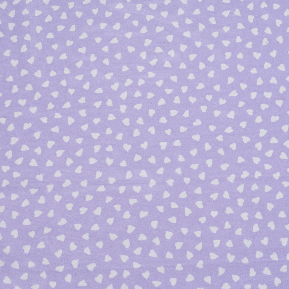 White Heart Printed Purple Pure Silk Georgette
