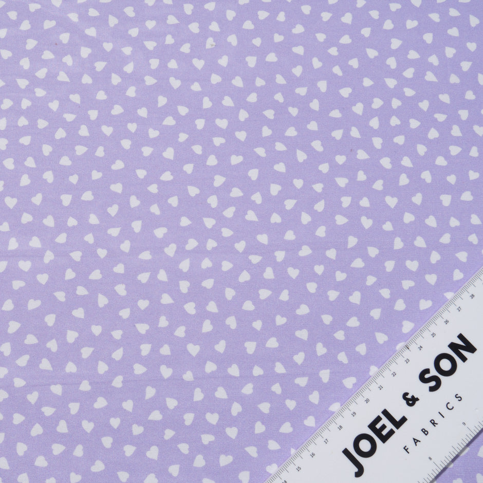 White Heart Printed Purple Pure Silk Georgette