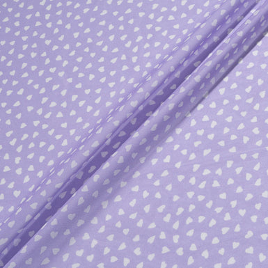 White Heart Printed Purple Pure Silk Georgette