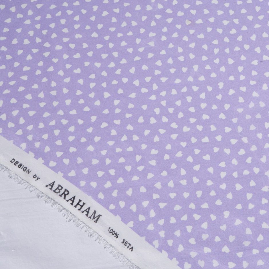 White Heart Printed Purple Pure Silk Georgette