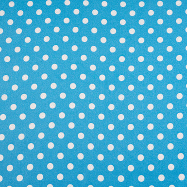 White Spot on Deep Turquoise Blue Pure Silk Twill