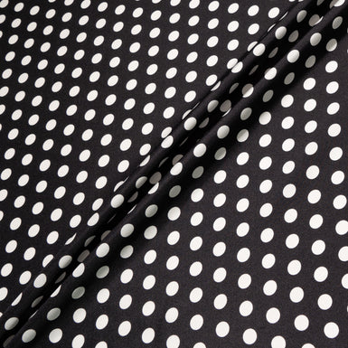 Busy White Spotted Black Pure Silk Twill