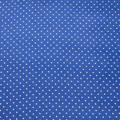 Small White Spotted Rich Blue Pure Silk Twill