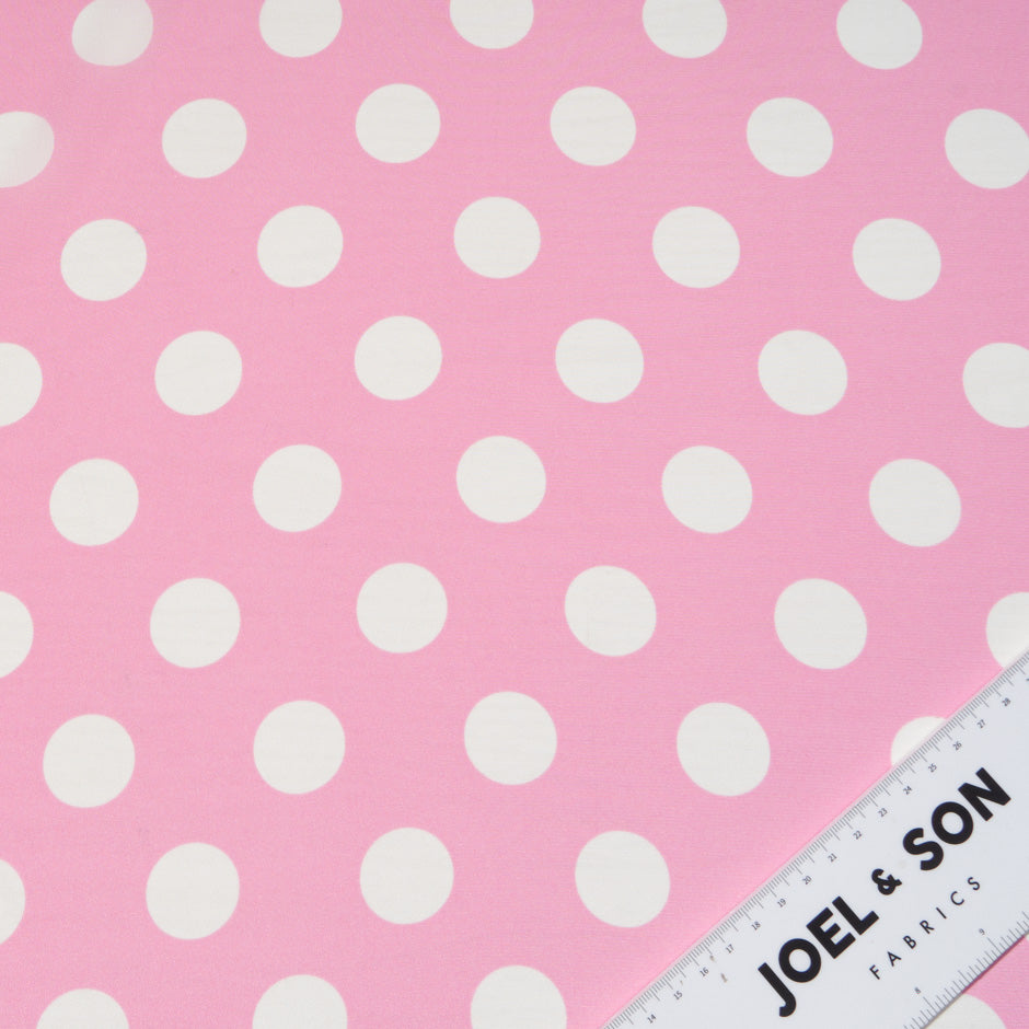 White Spot Printed Baby Pink Silk Crêpe de Chine