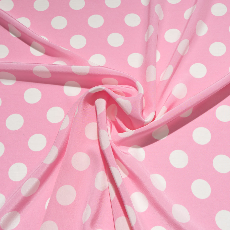 White Spot Printed Baby Pink Silk Crêpe de Chine