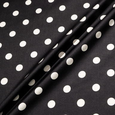 White Spotted Black Double Silk Twill
