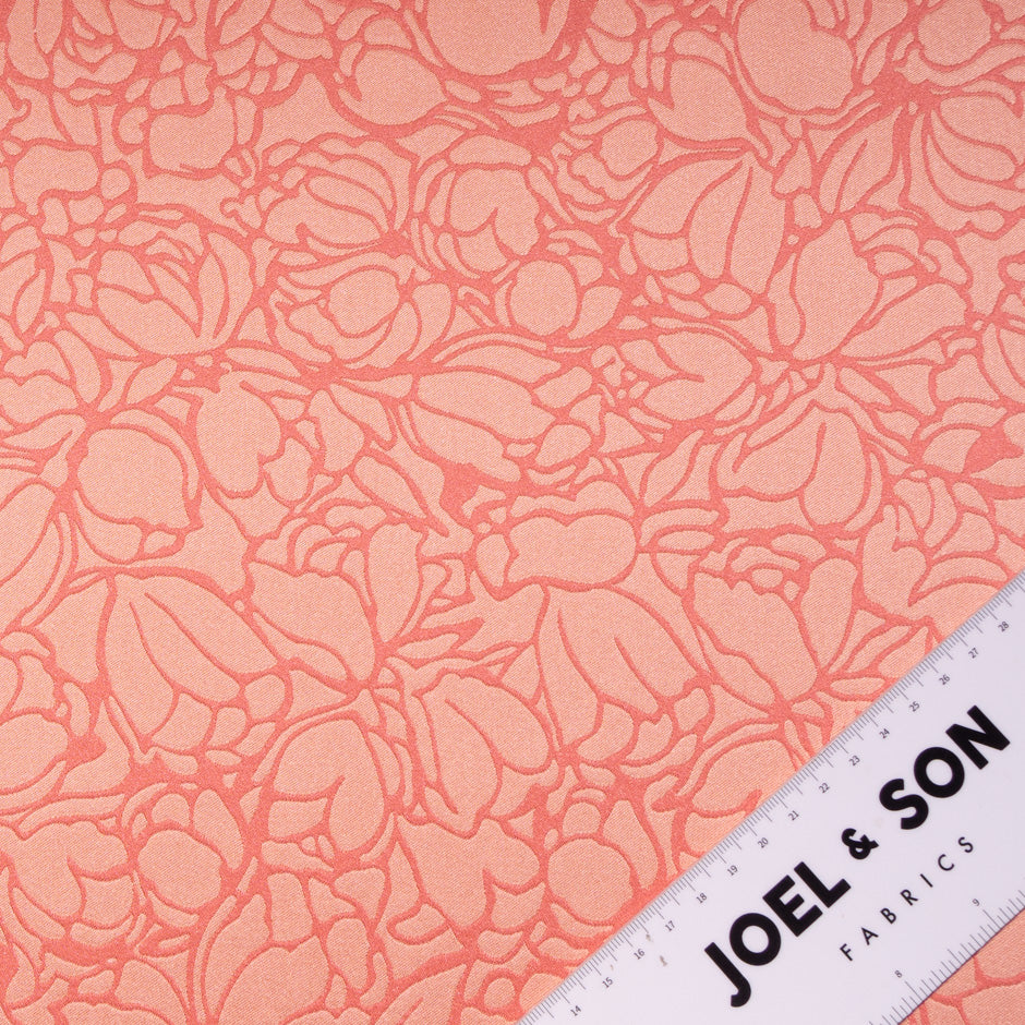 Salmon Double Faced Crêpe Floral Jacquard Microfibre
