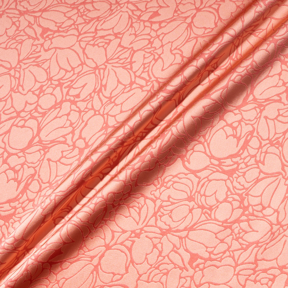 Salmon Double Faced Crêpe Floral Jacquard Microfibre