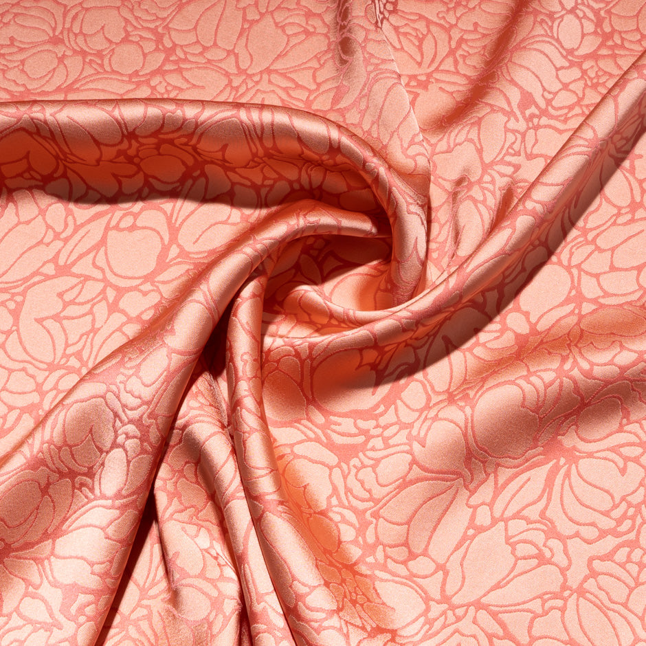 Salmon Double Faced Crêpe Floral Jacquard Microfibre