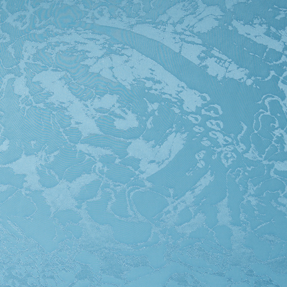 Soft Aquamarine Blue Abstract Jacquard Microfibre Crêpe