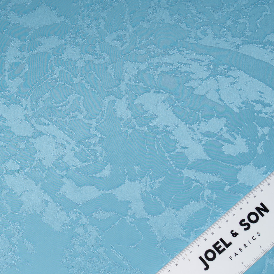 Soft Aquamarine Blue Abstract Jacquard Microfibre Crêpe