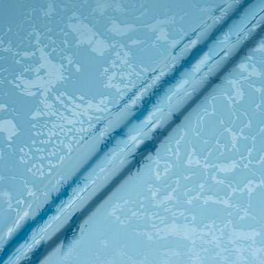 Soft Aquamarine Blue Abstract Jacquard Microfibre Crêpe