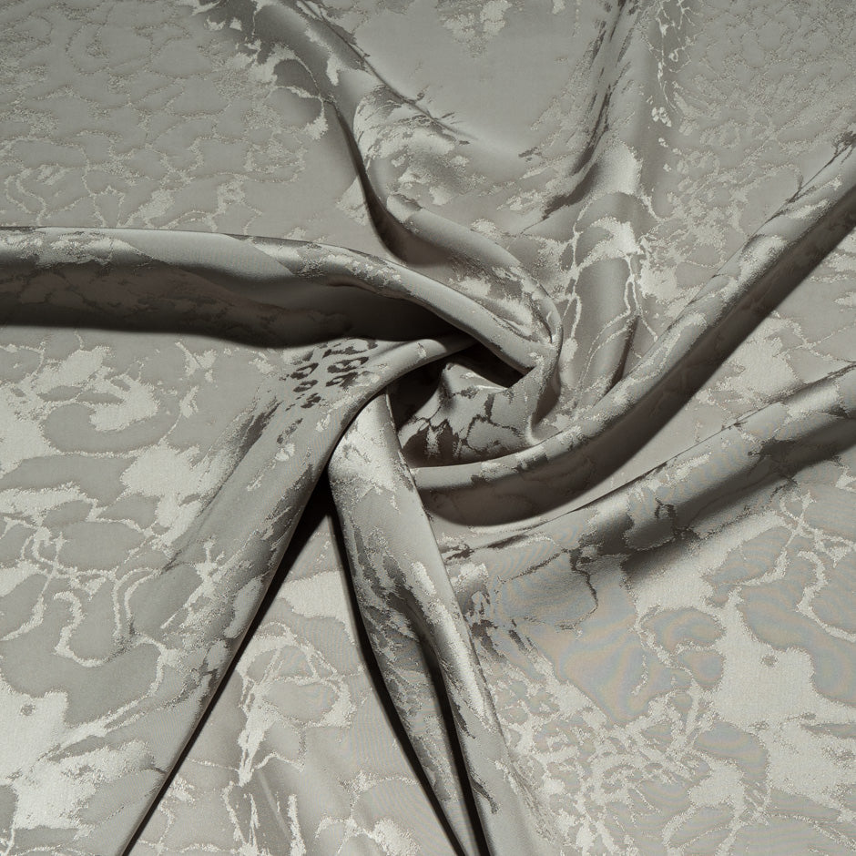 Deep Taupe Abstract Jacquard Microfibre Crêpe