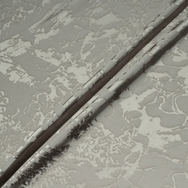 Deep Taupe Abstract Jacquard Microfibre Crêpe