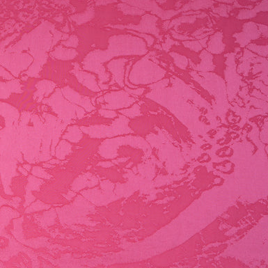 Rich Pink Abstract Jacquard Microfibre Crêpe