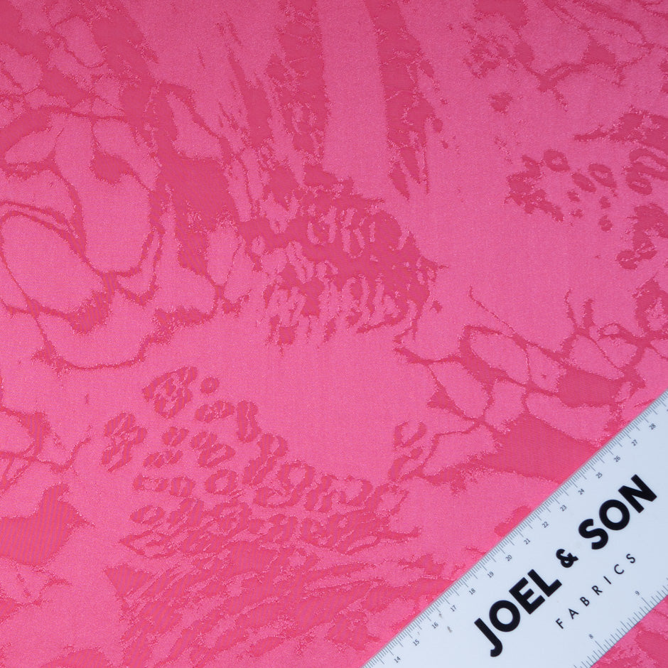 Rich Pink Abstract Jacquard Microfibre Crêpe